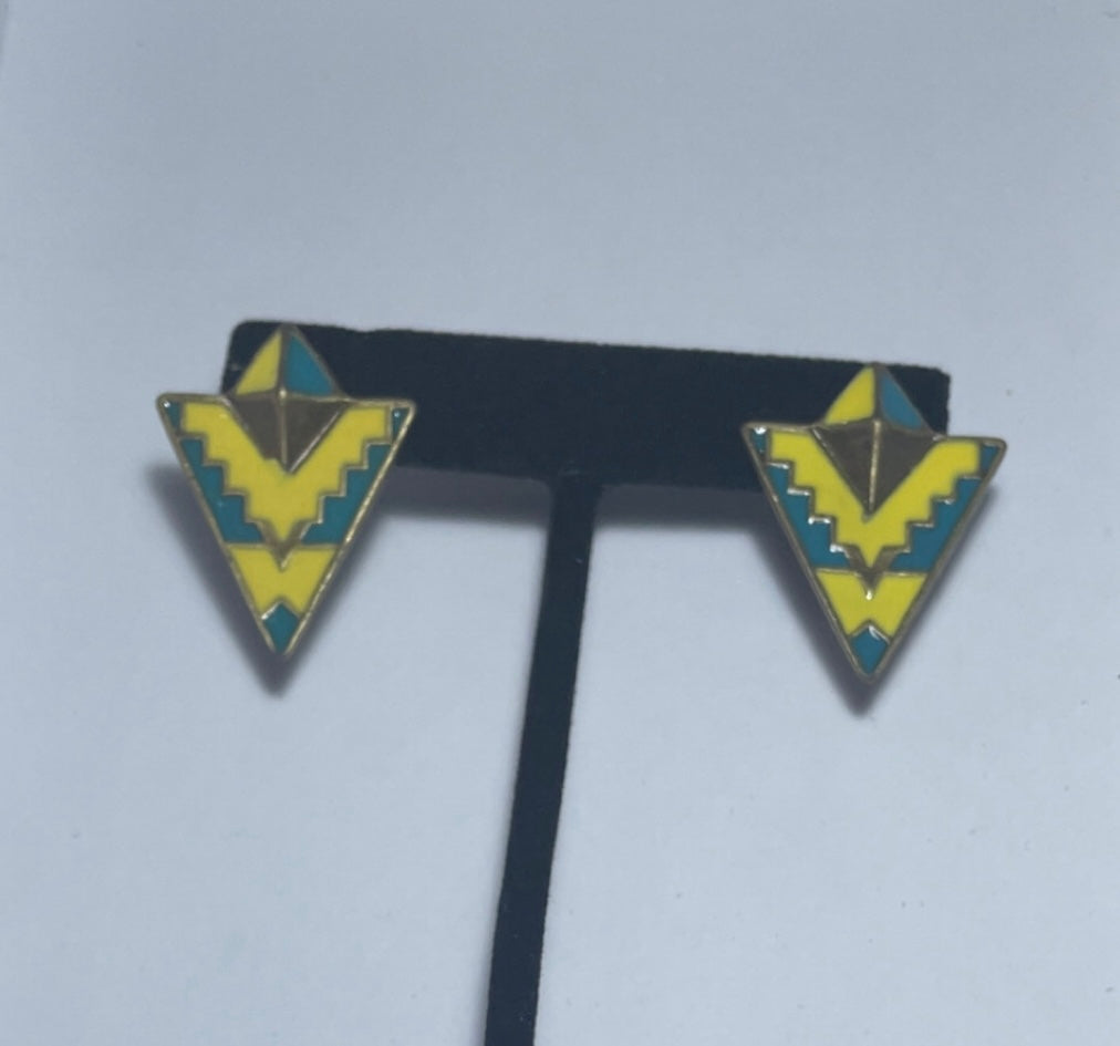 Southwestern Enamel Triangle Stud Earrings