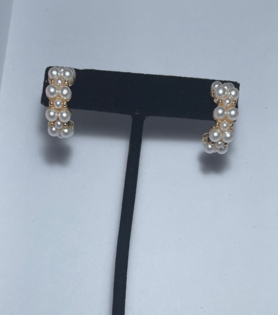 Pearl Cluster Half-Hoop Earrings