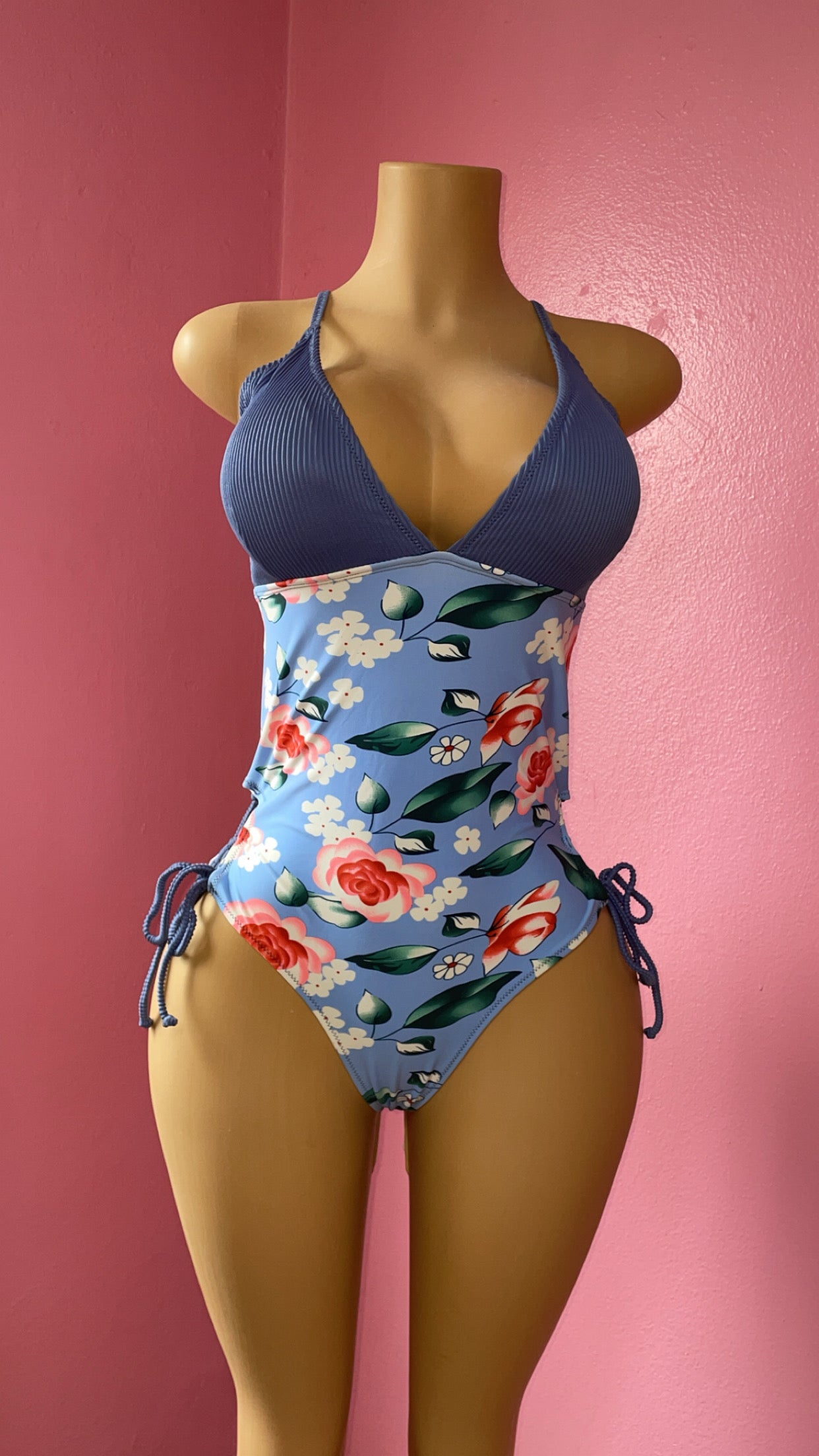 Floral Ribbed One-Piece
